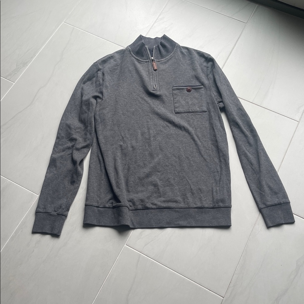 THOMAS PARKER Gray Quarter-Zip Pullover